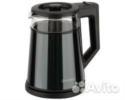 Чайник energy E-200 (1,2л), стекло, серый, двойной