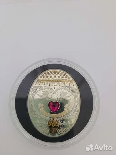 Серебряная монета Любовь.Красное сердце