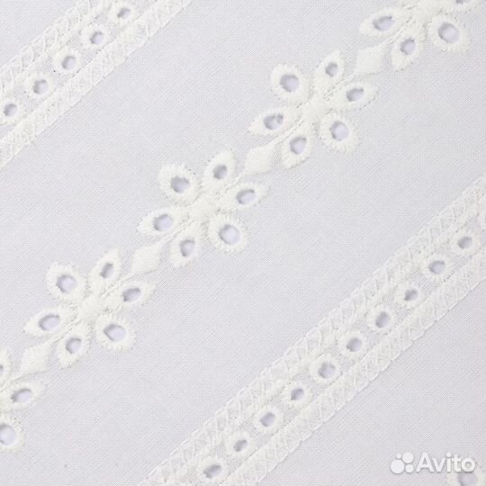 Ткань шитье цвет белый отрез 2м