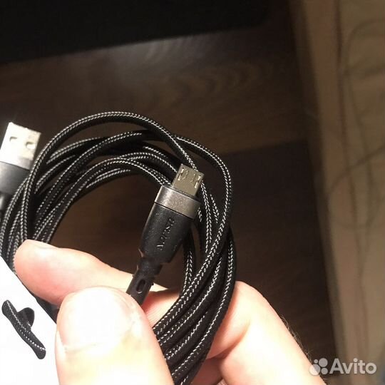 Кабель micro usb 1,5м в тканевой оплётке черный
