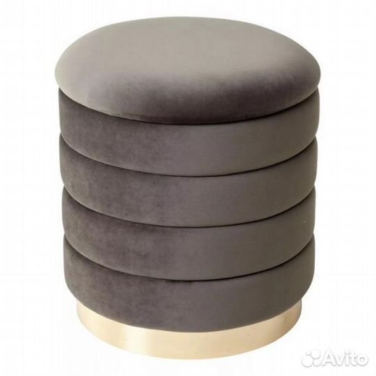 Пуф для гостиной фред графит 14, велюр / золотой к