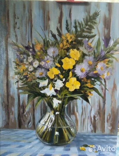 Картина Летний букет маслом, на холсте