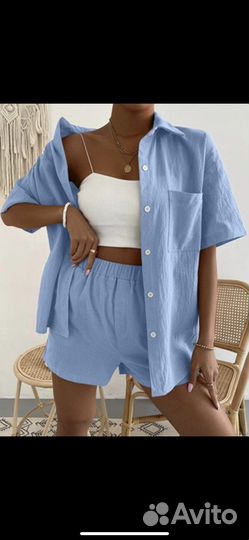 Комплект рубашка + шорты, голубой
