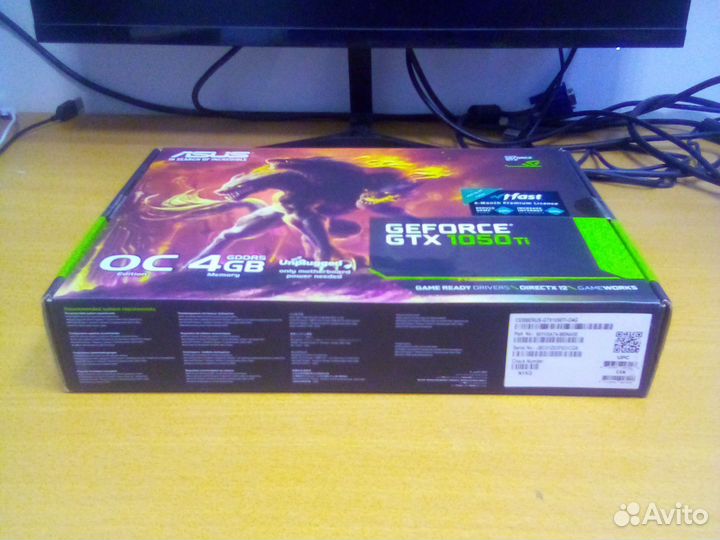 Коробка от видеокарты Asus GeForce GTX 1050 Ti 4гб