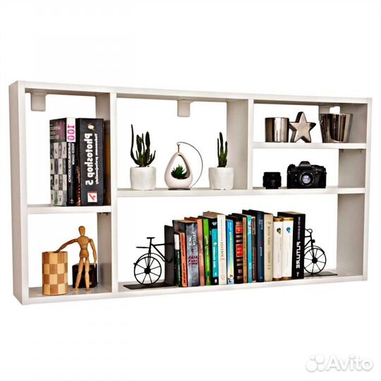 Полка книжная настенная черная и белая