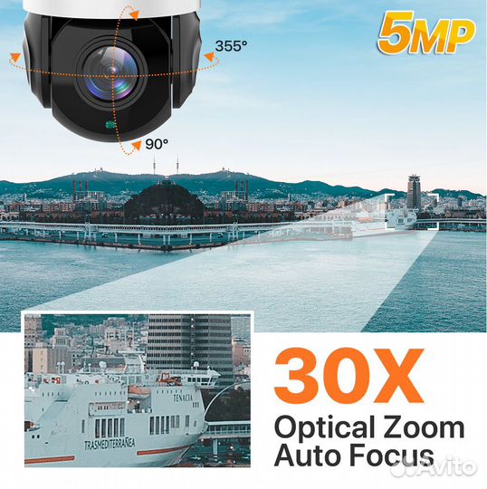 Уличная поворотная IP камера PTZ 30x 5Мп, металл