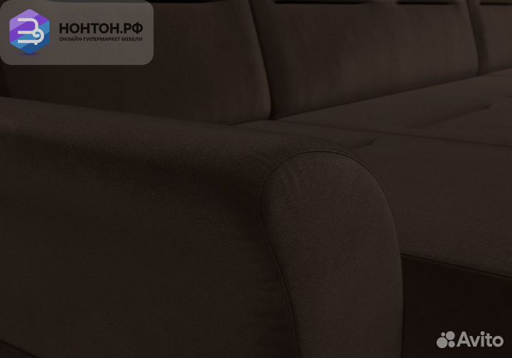Диван п-образный дельфин Клайд микровельвет коричн