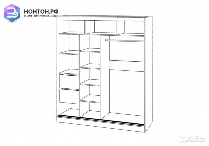 Шкаф-купе Элегант-3 сандал светлый