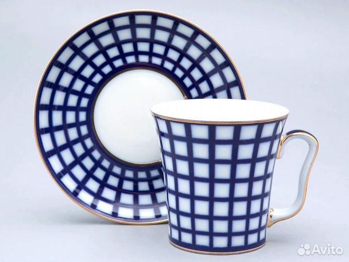 Бокал с блюдцем Ифз Ленинградский, Кобальтовая кле