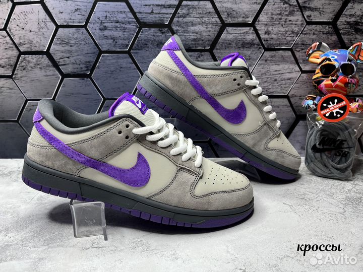 Кроссовки NIke Dunk low SB фиолетовые низкие мех