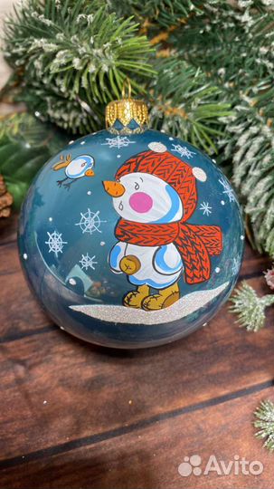 Ёлочный шар ручной работы стеклянный