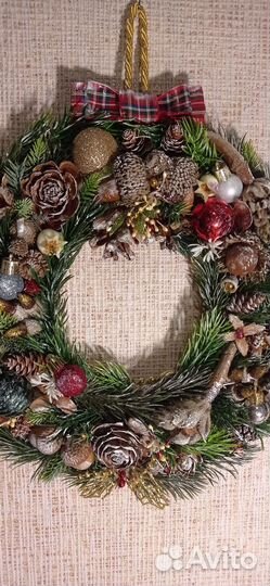 Новогоднее украшение-венок ручной работы