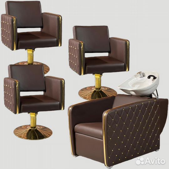 Парикмахерские кресла и комплект голдом с залатой