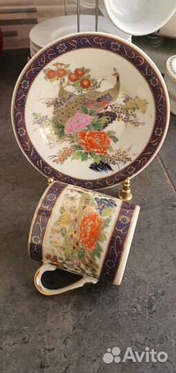 Чашка с блюдцем старый фарфор Satsuma Япония