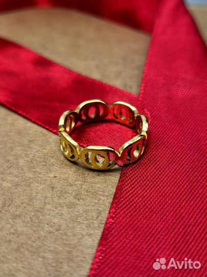 Кольцо медицинская сталь с напылением золотом
