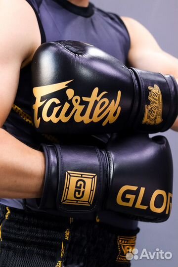 Боксерские перчатки Glory Fairtex Черные