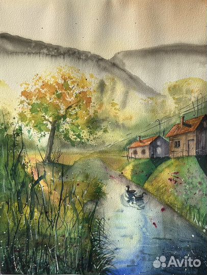 Картина акварелью пейзаж 