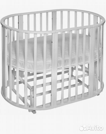 Детская кроватка-трансформер с маятником белая