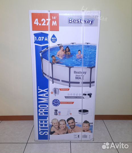 Каркасный бассейн 427х107см, фильтр+лестница+тент