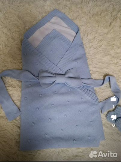 Вязанный плед на выписку. Поздняя весна, лето