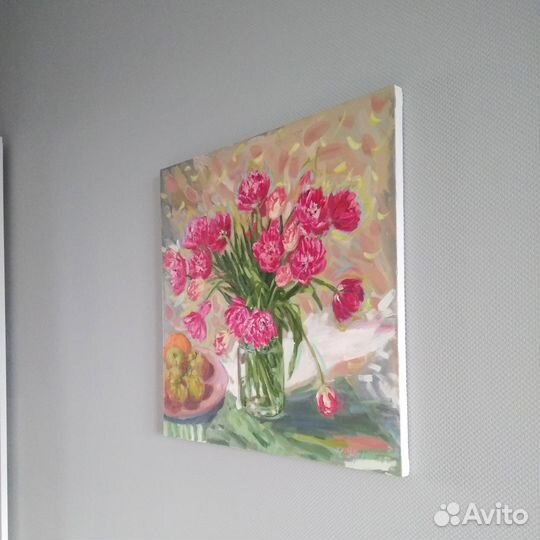 Картина с букетом цветов, натюрморт маслом