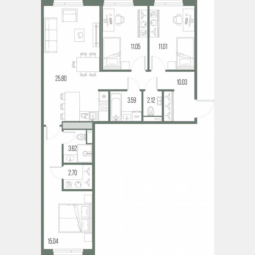 3-к. квартира, 85 м², 9/10 эт.