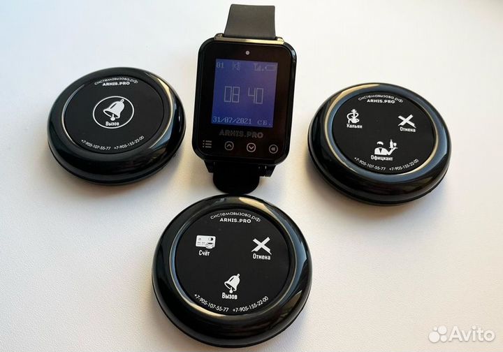 Кнопка вызова персонала/офцицианта Ультра и часы