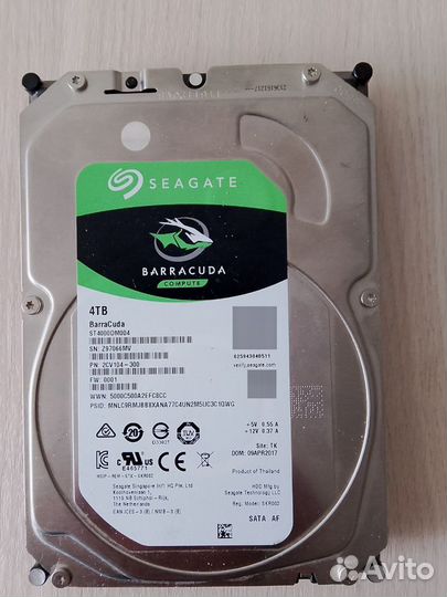HDD внутренний жесткий диск Seagate BarraCuda 4 тб