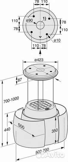 Вытяжка островная Miele DA7378D brws