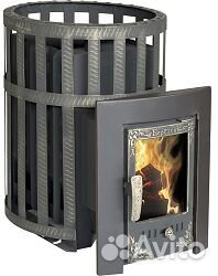 Печь-камин для бани Викинг камин 15 со стеклянной