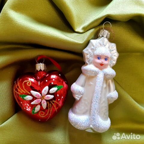 Снегурочка, сердце елочная игрушка стекло