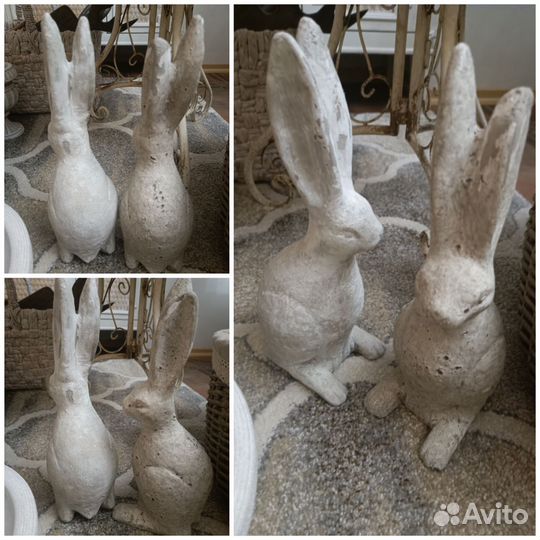 Кролики зайцы 2 шт (пара) статуэтки Б/у