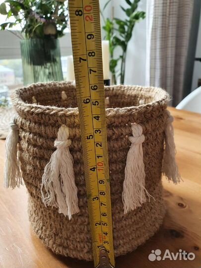 Корзина плетёная, кашпо из джута