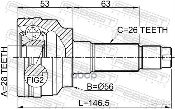 Шрус наружный 28X56X26 0510323BJ Febest
