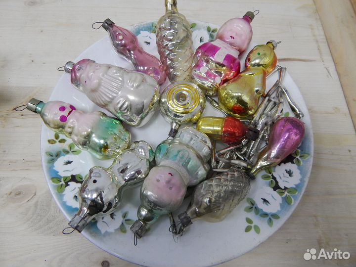 Елочные игрушки старинные стекло