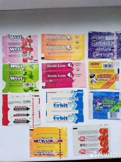 Вкладыши, этикетки, обертки от жвачек