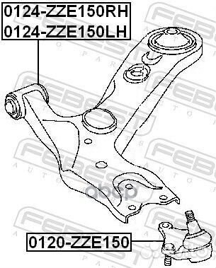 Рычаг передний левый 0124ZZE150LH Febest