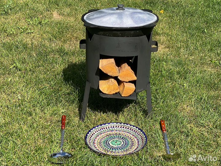 Печь + Казан 10 л + шумовка + половник + ляган 32