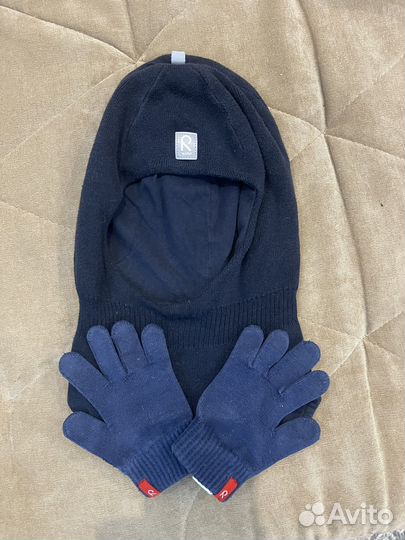 Шапка-шлем демисезонный, варежки reima