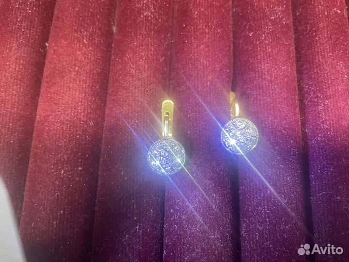Золотые серьги Малинки 750 и 583 СССР