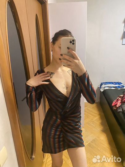 Платье блестящее радужное