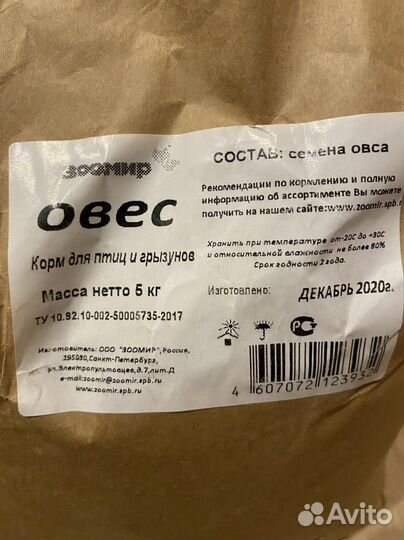 Овес для птиц