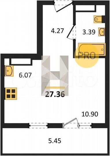 Квартира-студия, 27,4 м², 18/20 эт.