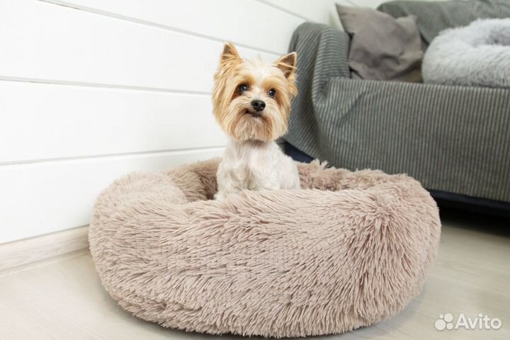 Мягкая круглая лежанка для собак и кошек
