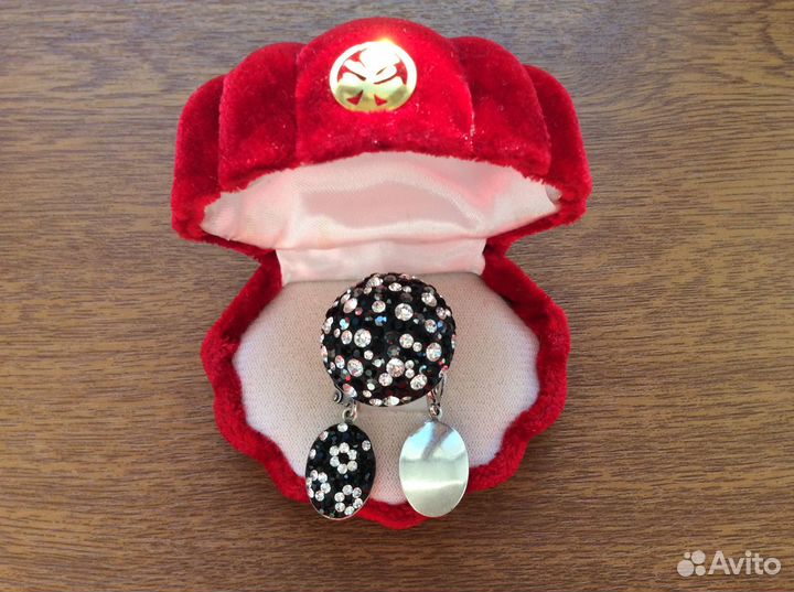 Серебряное кольцо и серьги с чёрными фианитами