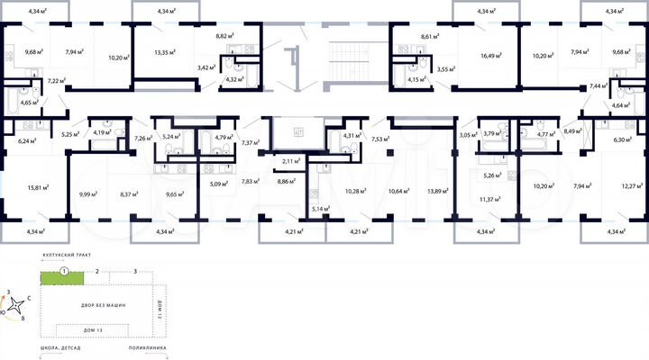 2-к. квартира, 44 м², 9/9 эт.