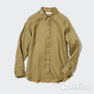 Рубашка Uniqlo 100 Linen, хаки