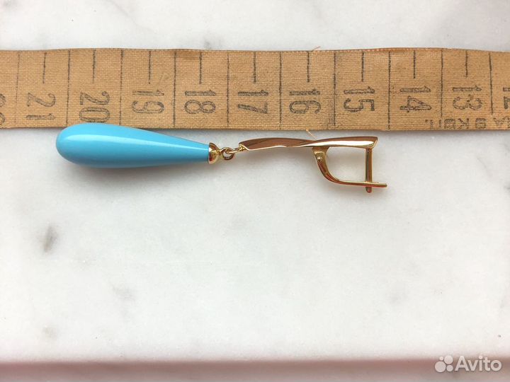 Золотые серьги и кольцо с бирюзой