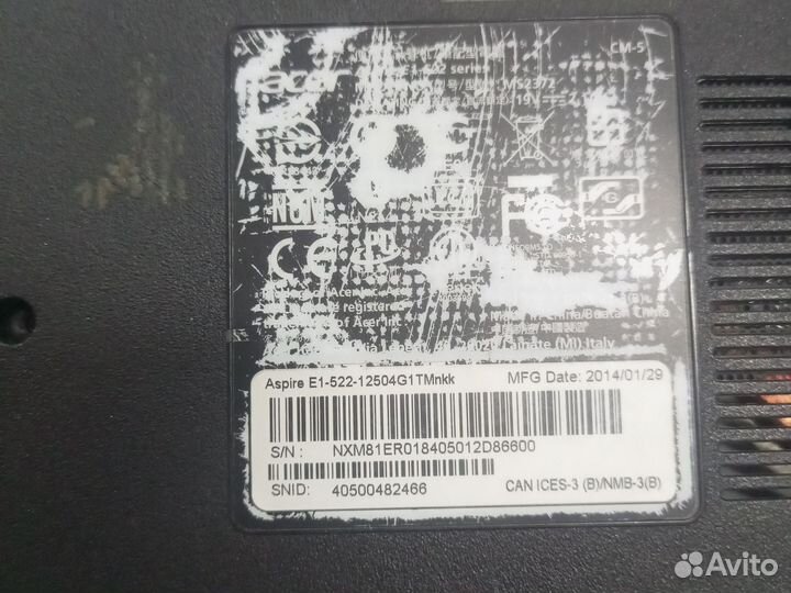 Acer aspire e1 522 12504g1tmnkk на запчасти