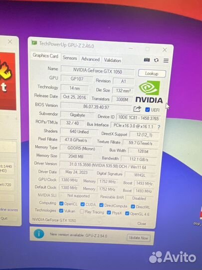 Gigabyte GTX 1050 2gb windedorce (Тесты)